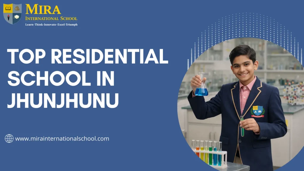 Student performing science experiment at Mira International School, top residential school in Jhunjhunu