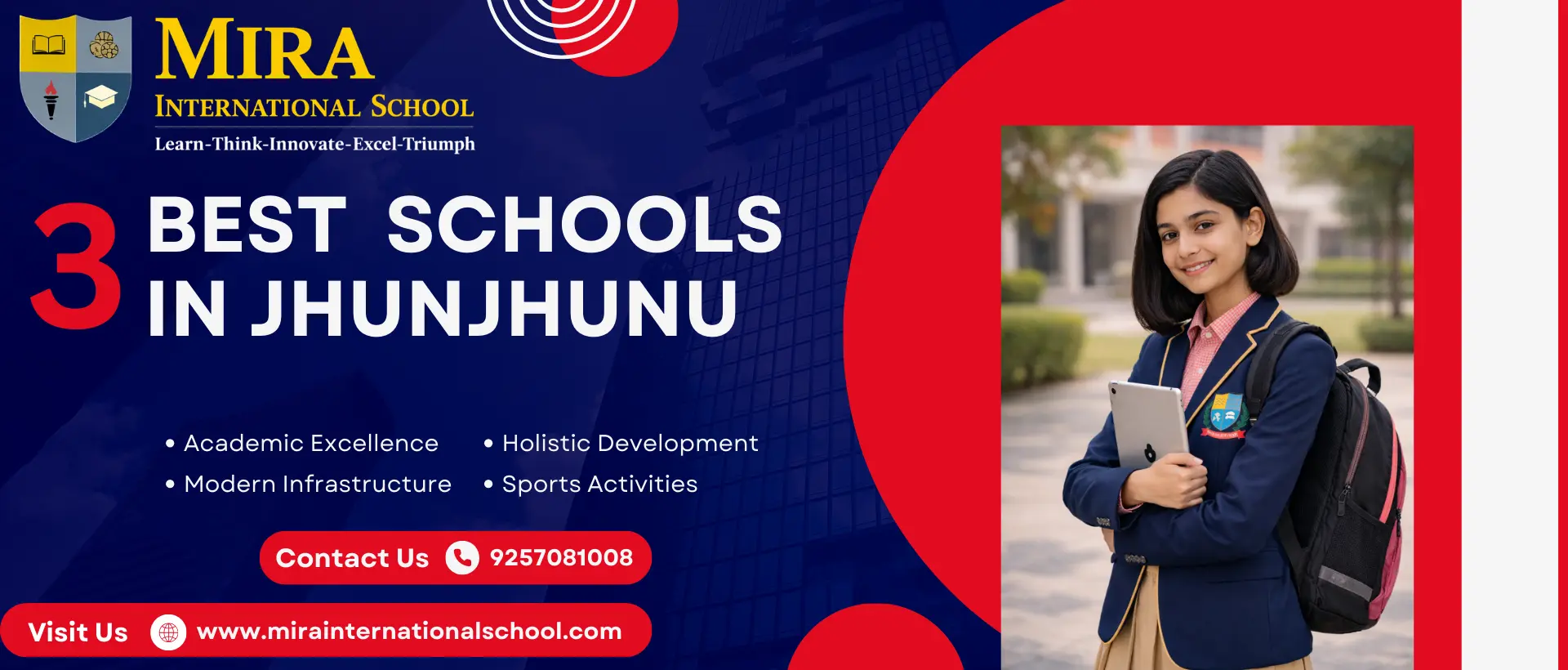 Best Schools in Jhunjhunu – Mira International School campus student with modern education facilities